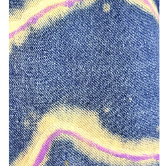 Vintage Y2K Lee High Waist Cropped Jeans Women’s 28 Lightning Bleach Design - Picture 4 of 10